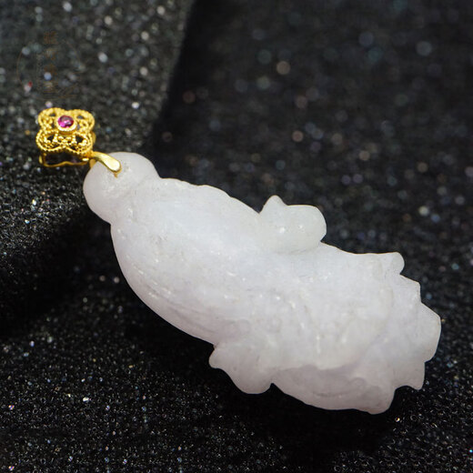 Caizhi 18k gold Pixiu jade through hole pendant buckle necklace straight hole oblique hole au750 melon seed buckle accessories diy follow + collect for free installation