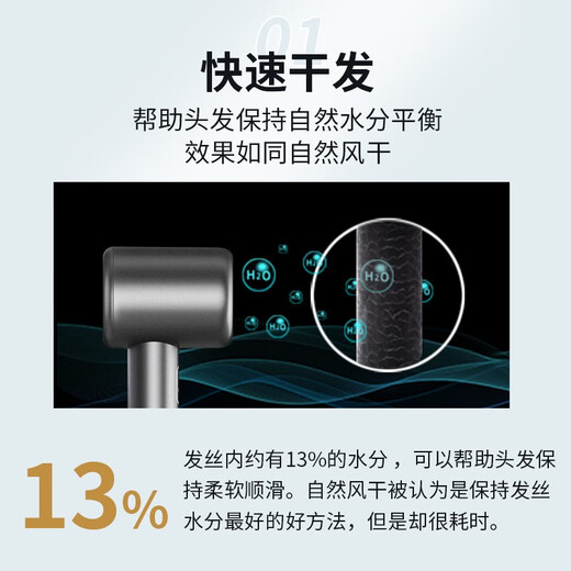 Dong Nailun hair dryer household hair dryer negative ion high-speed high-speed hair dryer leafless high wind quick-drying barrel low noise portable 520 Valentine's Day gift for boyfriend and girlfriend hair salon household extension cord 3.5 meters silver white