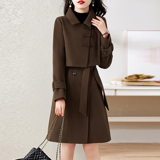 Chu Xin two-piece suit skirt 2025 autumn and winter women's new fashion temperament fashionable high-end suit dress coffee color M (90-112Jin Jin equals 0.5 kg)