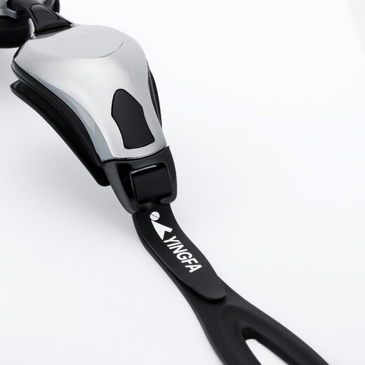 YINGFA electroplated swimming goggles, waterproof and anti-fog, glossy coating, equipped with anti-fog agent earplugs, large frame comfortable swimming goggles Y2800M, black coating + anti-fog agent + earplugs