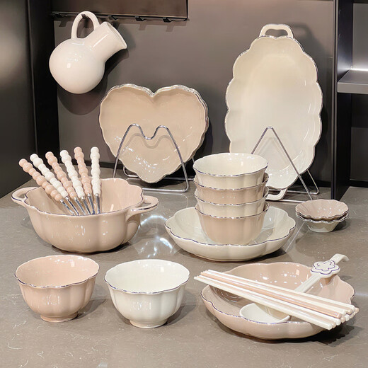Donau Meng Keramikschüssel Tellergeschirr hochtemperaturunterdrasze farbenfrohe Hauswärmungsgeschenkschalenschüssel Schüssel Hagelstäbchen Set Home Verwenden Sie Komplett Set 8,5-Zoll-Blumenplatte ohne Gold 2 1278 2-teilige Set