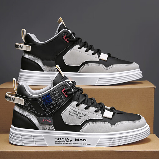 Playboy Herrenschuhe 2024 Herbst- und Winter Arbeitsschuhe Retro Trendy Schuhe Herren Martin Boots Britische Outdoor High Top Shoes Männer 1000 Cpl1225469 Black 40