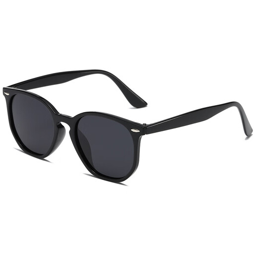Neue runde Retro -Sonnenbrille Outdoor Mode Herrengläser trendy Fahren polarisierte Sonnenbrille Schwarze Rahmen schwarze graue Stücke 50 Mund 12137