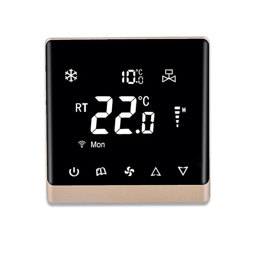 Aire acondicionado central de termostato de pantalla completa, calefacción de piso, voz dos en uno, panel de control remoto WiFi inteligente, aire acondicionado universal, calefacción de piso, modelo de oro wifi de dos en uno MJ826