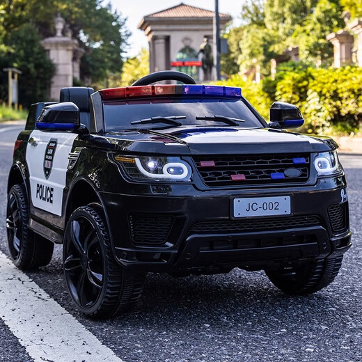 Kein Spiel, ein Elektroauto für Kinder, Allrad-Allradauto, Männer und Frauen mit ferngesteuertem Spielzeugauto können in einem Baby-Polizeiauto, Kinderauto [Flaggschiff] Allradantrieb + Foam Wheel + Ledersitz, sitzt