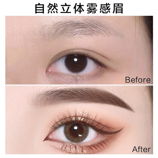 Carslan Women's Eyebrow Powder Waterproof and Sweatproof Brush Two-Color Beginner's Eyebrow Pencil Does Not Fade, is Natural, Long-Lasting, and Not Easy to Smudge 01# Warm Tea (Light Brown + Dark Brown)