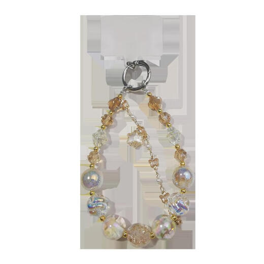 
Munian (munian) mobile phone lanyard short wrist pendant ins dream starry sky crystal bead hanging chain keychain shell sturdy anti-loss bracelet Fantasy starry sky crystal bead bracelet + transparent clip