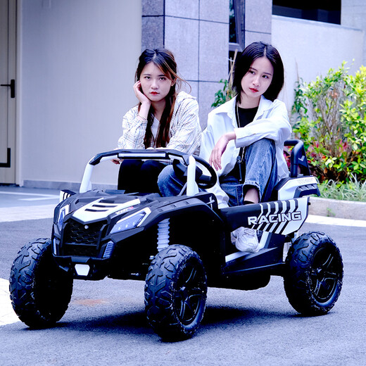 Mengxiaoou super large children's electric car four-wheeled toy car for men and women that can sit on a double off-road remote-controlled stroller for adults. Flagship red + all functions + soft wheels + 24V battery