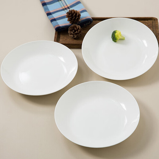 Sky Top bowls, plates, ceramic bone china tableware set, household housewarming rice bowls, plates, 4 servings, pure white, 8 pieces