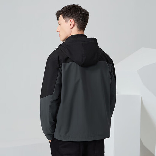 Dances with Wolves Silver Fox Velvet Lined Jacket Men's Autumn and Winter Three-Proof Outdoor Warm Men's Jacket Gray Green XL