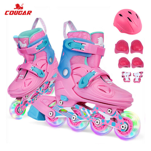 COUGAR Skates Children's Set Adjustable Roller Skates MZS885 Pink S Size