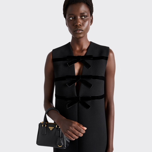 PRADA/Prada gift women's V-neck bow mini dress black 36