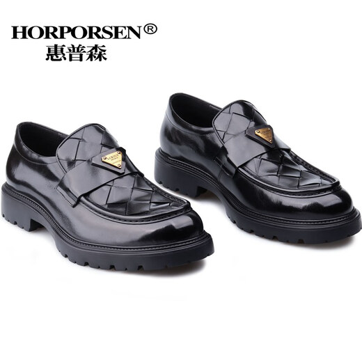 
HORPORSEN/Italian cowhide loafers men's lightweight and comfortable genuine leather men's shoes one foot to sport business casual leather shoes trend black [item number L9910-11-BX1] 40 [Europe size, one size larger]