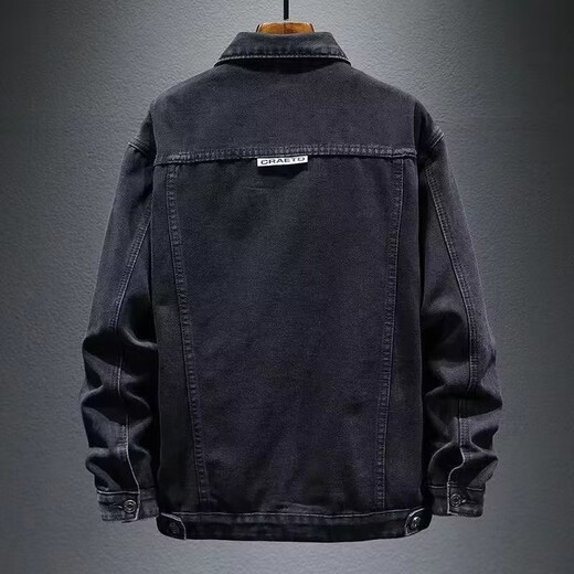 Xuanlaiya Herbst Herren -Denimjacke Lose großer Größe Hong Kong Style Vielseitiger Slim Fit Samt verdickte lässige Top Y847 Grau 4xl