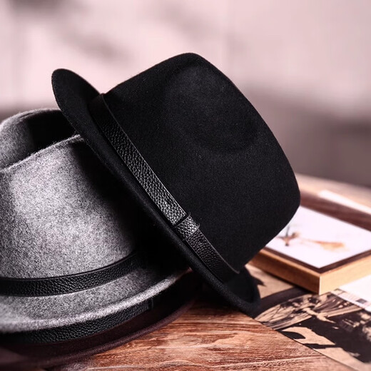 
Ofandi gentleman hat men's spring and autumn wool topper British retro woolen high-end curly felt hat casual versatile jazz hat dark brown (gentleman stable style) M (56-58cm suitable for 85%