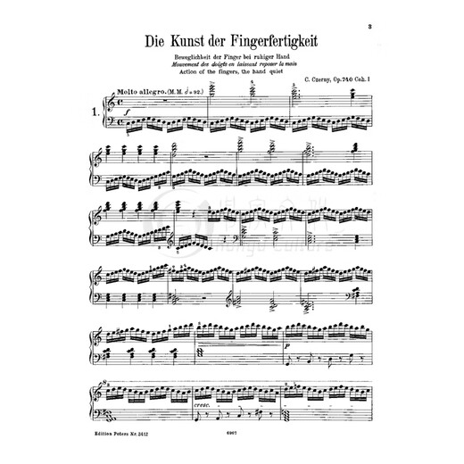车尔尼手指技术练习曲 50首 Op740 699 钢琴独奏 彼得斯原版乐谱书 The Art of Finger Dexterity Studies for Piano EP2412