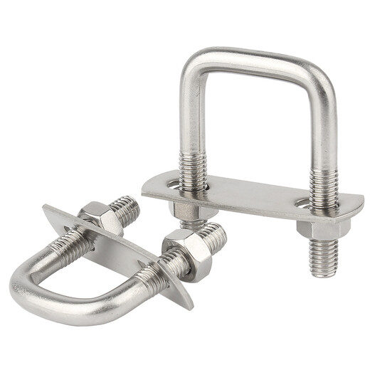 Baodefeng 304 stainless steel square U-shaped screw buckle right-angle U-shaped card U-shaped bolt right-angle screw U-shaped square card tube card M8x50x50 2 sets