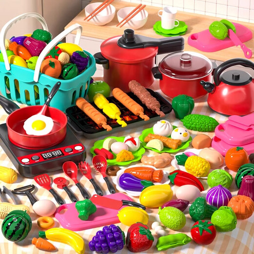 North E-Familie Kinderfrüchte und Schnittspielzeug können Gemüse für Jungen und Mädchen spielen Hausbaby Intelligence Gemüse Küchenset [zusätzliche Größe] Drei Topfküchenutensilien 19 Stücke Set Set