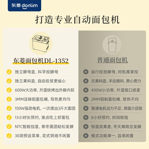 Dongling National Subsidy Bread Machine Home Fully Automatic Bread Flossing and Dough 3Jin Jin equal to 0.5 kg Large Capacity High Power Sugar-Free Multifunctional Kneading Machine DL-1352 Upgraded Model丨Large Capacity Sugar-Free丨DL-1352 Gray