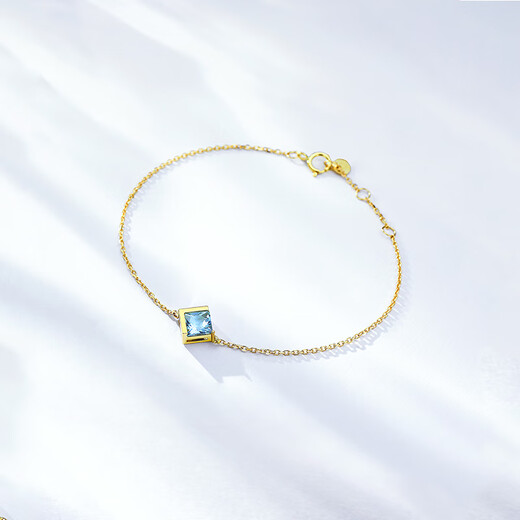 Yan's Jewelry Natural Brazilian Aquamarine Bracelet 18k Gold Sky Blue Color Gemstone Bracelet 18k Elegant Gold