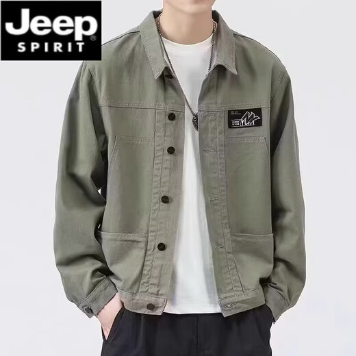 
JEEP SPIRIT jacket men's spring and autumn 2025 new shirt lapel autumn men's work jacket early autumn jacket top [upgrade version] K12806 khaki XL [recommended 128-140Jin [Jin equals 0.5 kg]]