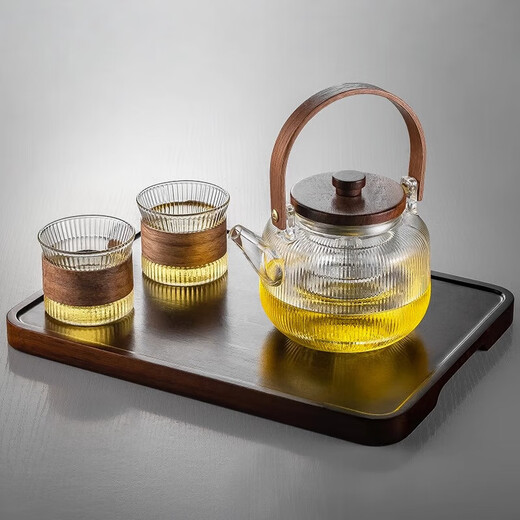 Genasi heat-resistant glass small tea cup, heat-insulated and anti-scalding tea cup, household kung fu tea cup set with cup holder, 6 pieces