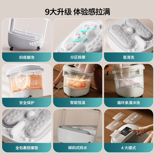 Philips (PHILIPS) small white bucket foot bath bucket for lying down and no-wash electric massage foot bath fully automatic heating foot bath 3212F practical gift for boyfriend and girlfriend