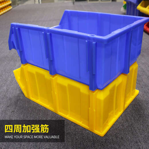 Mingfeng Tenglong shelf parts box combined warehouse storage box oblique hardware plastic thickened material box component screw storage blue single, with pillar + label paper X1# enhanced version 180*120*80MM