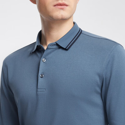 YOUNGOR POLO Men's Autumn and Winter Young Men's Business Casual Long-Sleeved POLO Shirt Blue 2XL