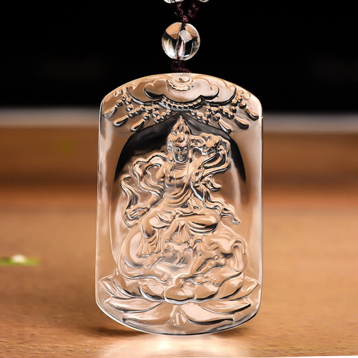 MARDOTG white crystal natal Buddha pendant for men, twelve zodiac signs, natal year amulet necklace, gift for women, rabbit, Manjusri - with bead chain