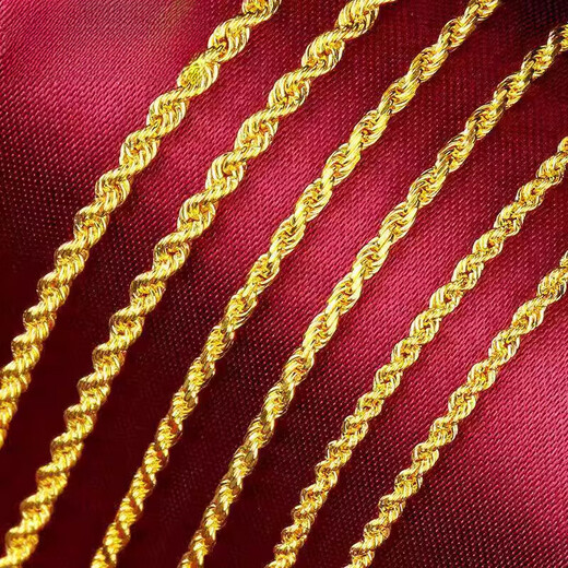 Peso Bird Necklace Women's 9999 Foot Sand Gold Twist Necklace Simple Gold Necklace Pure Gold Solid Chain Rope Chain Clavicle Chain 6g 45cm Twist Necklace Female Lao Fengxiang's Same Style