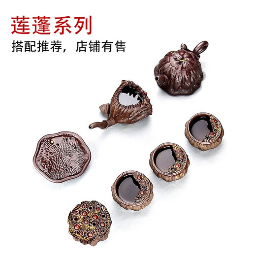 Finger Pottery Famous Yixing Purple Clay Tea Pet Handmade Lid Holder Lotus Tea Sculpture Changing Color Can Be Raised Pot Lid Holder Fully Handmade Lotus Seed Pot Lid Holder