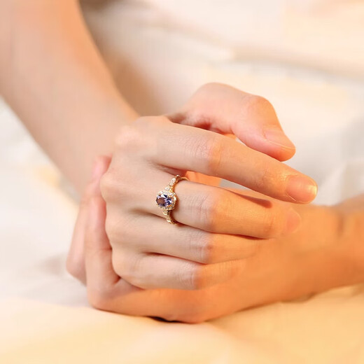 Fat Donglai's same style tanzanite ring for women s925 silver niche design ring bare stone self-discipline couple pair fasting Style 1 s925 silver tanzanite ring