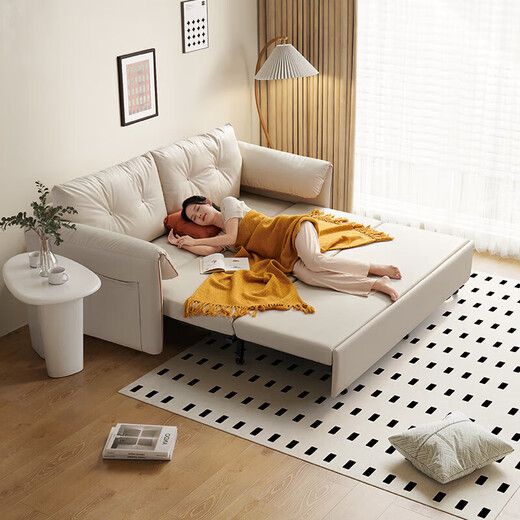 Chivas (CHEERS) fabric sofa bed integrated dual-purpose living room 2025 new small apartment straight row Chivas Regal 6305 white double