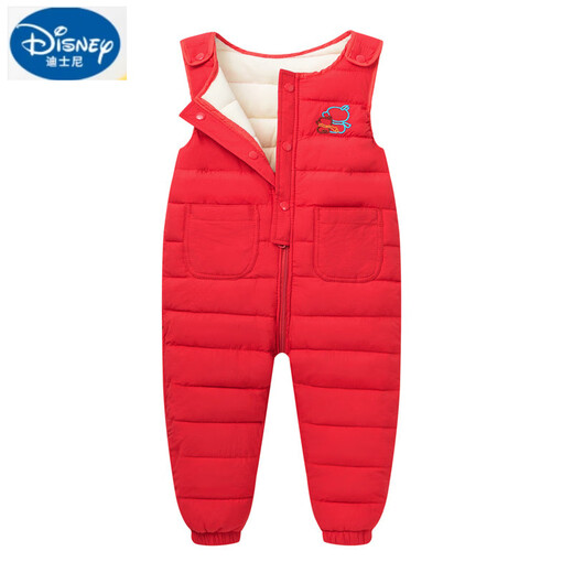 Disney (Disney) children's clothing for boys and girls, infants and young children, cotton quilted overalls, children's velvet thickened warm cotton jumpsuits, pink, 80cm, size 80 (suitable for babies 1-2 years old)