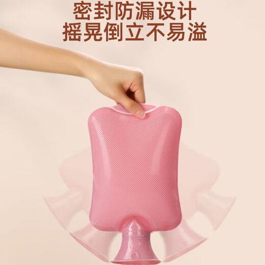 吕笑热水袋注水暖水袋女生暖手热敷肚子暖脚神器可爱毛绒布套安全防爆 【特厚防爆】灰色1000L+毛绒布套