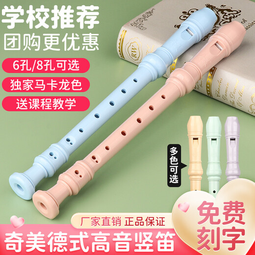 奇美竖笛8孔小学生德式高音儿童初学八孔竖笛子乐器【免费刻字】 黑霸王8孔德式+标配