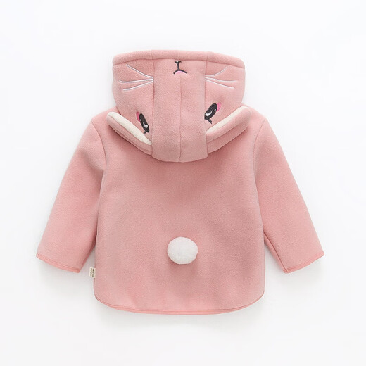 JINBUDING 2024 Children's Polar Fleece Jackets Children's Clothing Boys and Girls Clothes Velvet Thickened Baby Autumn Jackets Cartoon Polar Fleece/Bunny Pink 90 cm