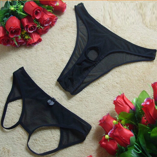 Long Night Men and Women Couple Sexy Underwear Girls Sexy Revealed PP Briefs Transparent Mesh Perspective Lace Open T-Pants T-Pants Underwear Set Couple Sex Toys Men's Loopy Underwear 3005 Default