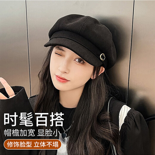 XUEXIMAN beret women's Korean style British retro all-match face-showing small octagonal hat painter's peaked hat