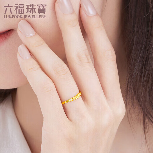 Liufu Jewelry, Gold Glitter Twist Texture Gold Ring Solid Living Ring Priced F96TBGR0006, About 1.91g