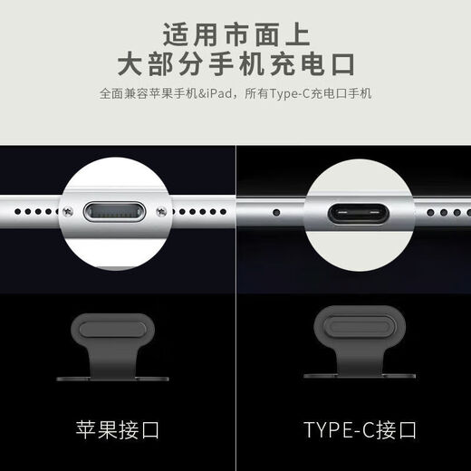 Fun appliance mobile phone charging port dustproof plug typec dustproof sticker Apple Android charging hole interface protection anti-lost dustproof plug Android typec style anti-lost charging port dustproof plug black 1 + transparent 1