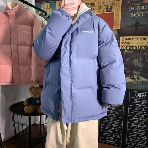 NASALIKE立领羊羔毛外套男冬季加厚痞帅棉衣双面穿棉服韩潮流ins港风棉袄 羊羔毛格子立领双面穿9902 杏色 L (关注店铺礼品)