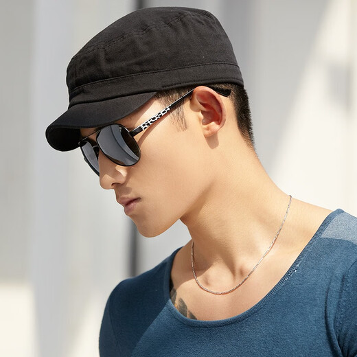 FANCET hat men's autumn and winter large head peaked cap Korean style men's flat top military hat casual short brim cotton baseball cap 60cm