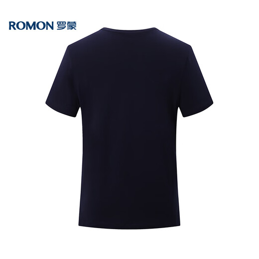 
ROMON short-sleeved T-shirt for men summer casual short-sleeved men ice silk base shirt T-shirt for men LM688 Navy 2XL