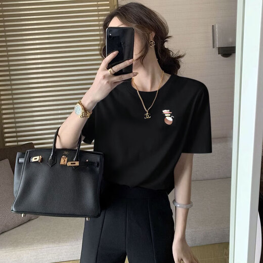 阿迪达斯 （adidas）NEO短袖女装夏季运动服时尚印花圆领衫休闲半袖上衣 IP3878黑色 XS