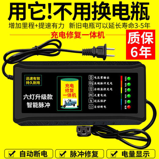 Automatic power-off electric vehicle charger 48V60V72V20A Chaowei tricycle tram Emma smart universal six-lamp enhanced version 60V20AH universal three-hole