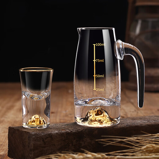 Flower Language Four Seasons Liquor Cup Wine Distributor Household Set One-cup Bullet Cup Light Luxury Glass Wine Set High-end Spirit Cup Goblet 6 Pots 6 Cups 1 Stand Blue Mountain Pot + Blue Mountain Cup