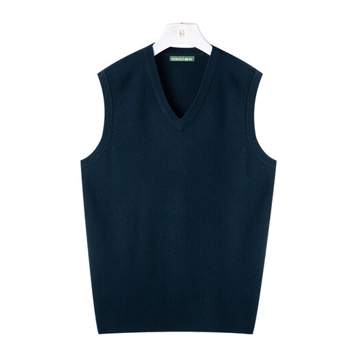 Chunzhu 100% pure wool vest men's business casual commuting sleeveless vest warm base knitted V-neck vest dark floral green M (105CM)