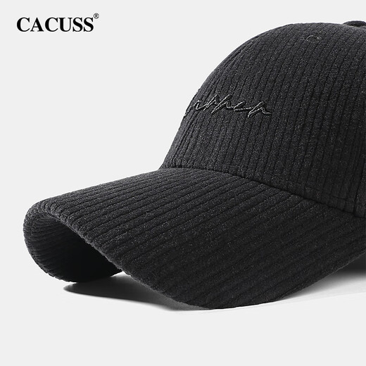 CACUSS hats for men and women in autumn and winter, warm baseball caps with face, small dopamine, versatile peaked caps BQ230696, black, one size fits all, 57-59CM